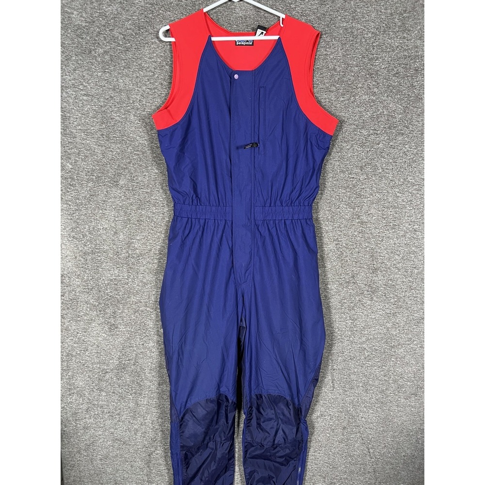 Patagonia Force 11 Sailing Bib Men M Blue Red Nylon Sleeveless Suit Offshore 90s